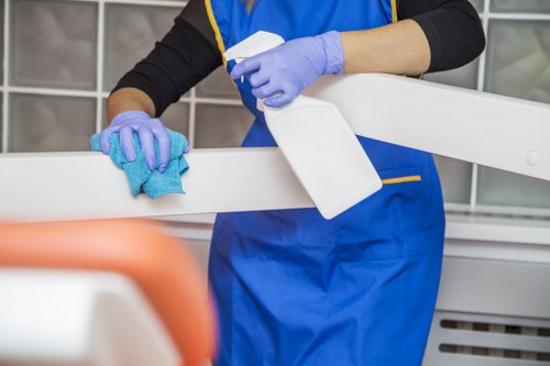 Local office cleaners working in a Shoreditch commercial workspace